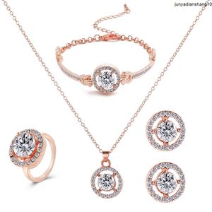 Zestaw biżuterii damski moda trzyczęściowy zestaw twórczy temperament osobowość inkrustowana diamentowa naszyjnik pierścień kolczykowy