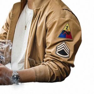 Militärjacka Stand Collar Men's Bomber Jacket Cott Brodery Tactics Coat Men Windbreaker Chaqueta Hombre Baseball Uniform 67GH#