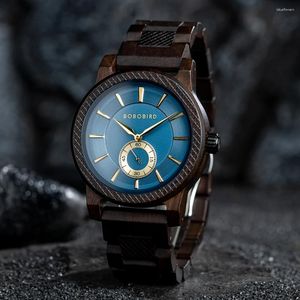 Relógios de pulso Bobo Bird Relógio de Madeira Cronógrafo Relógio Simples Quartzo Masculino em Caixa de Presente de Madeira para Homens Drop Reloj Hombre