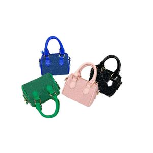 Ins crianças carta impressa bolsas designer meninas boston balde saco crianças lona sacos de ombro único s0060