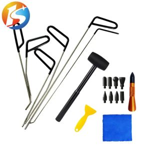 HandGereedSchapssets Auto Automotive Ding Hail Puller Set Body Dent Removal Rods Hook Tool Push Rod Car Crowbar Paint Dent Repair Tools Kits