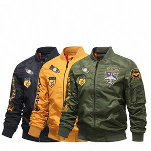 Herrfjäder och hösten Thin Army Green Black Yellow Motorcykelpilot Baseball Uniform Sports Jacket Men Hip Hop Style Jacket T3IU#