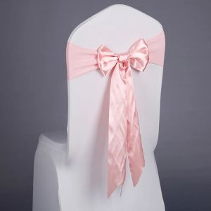 SASHES 50st bröllop dekoration guld svart satin fluga stolar sash barn flicka pojke dopfest gynnar rosa blå elastisk spandexband