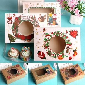 Gift Wrap Xmas Paper Boxes Kraft Christmas Candy Cake Cookies Packaging Presents Box Snowman Santa Claus