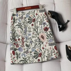 Skirts Autumn 2024 High Waist A-line Light Mature One Step Skirt Ladies Medium Length Retro Wrapped Hip Jacquard