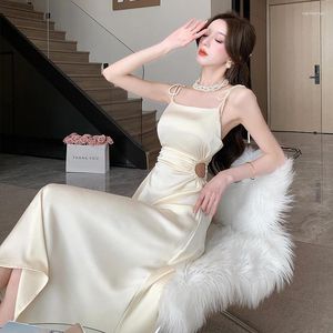 Party Dresses Satin Strap Female Xia Lvkong Senior Chinese Gentle Wind Cold Feeling of Cultivate En's Morality Dress
