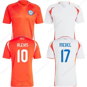 Chile 24/25 Camisa de Futebol ALEXIS VIDAL KIT KIDS 2024 Seleção Nacional Camisa de Futebol Home Vermelho Fora Branco Camisa Completa Masculina 2024 America's Cup Zamorano Isla CH.Arangiz