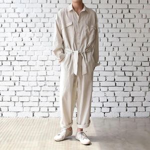 Men's Pants French Retro Workwear Jumpsuit Suit Trendy Solid Elegant Loose Comfortable Casual Simple Breathable Long-Sleeve