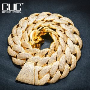 CUC 20 mm Big Miami Cuban Chain Mens Hiphop Naszyjnik Lodowy cyrkon Złota Kolor Grube Link Miedź Crom Modna Make Rock Biżuteria na prezent 240311