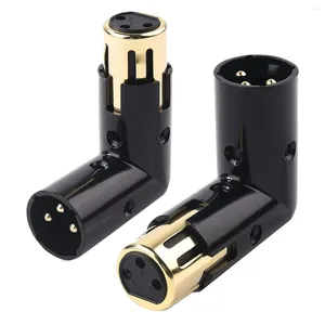 Tigelas 2 PCS Adaptador de Áudio Plugue Macho Ajustável para Fêmea Ângulo Direito XLR 3Pin Preto (Adaptador XLR de 90 Graus)