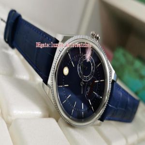 Utmärkt högkvalitativt armbandsur Fashion 39mm Cellini 50515 50519 Läderband Blue Dial Asia 2813 MEKORICAL AUTOMATIC2518