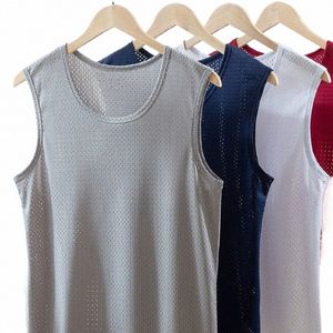 men Tops Ice Silk Vest Outer Wear Quick-Drying Mesh Hole Breathable Sleevel T Shirts 2021 Summer Cool Vest Beach Travel Tanks d0wo#