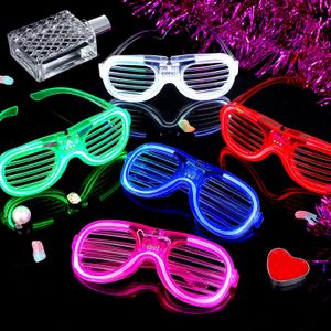 LED-Brille in Herzform, blinkend, leuchtende Jalousien, Brille, Nachtclub-Dekoration, fluoreszierende Lichtleisten