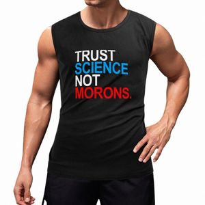 nuovo TRUST SCIENCE NOT MORONS rosso bianco e blu Canotta Marchi di abbigliamento da uomo T-shirt da uomo J273 #