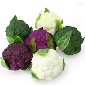 Decorative Flowers Fake PU Cabinet Similation Broccoli Cauliflower Artificial Vegetables Food Model Kitchen Decor Po Prop