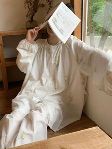 Женский пижамный комплект, одежда для сна, женский повседневный однобортный костюм с длинными рукавами-фонариками, брюки, домашний костюм с цветочным принтом, большие размеры 240314