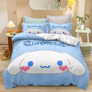 Cinnamoroll Karikatür Anime Sevimli Yorgan Kapak Yatak Seti Tam Boyu Kraliçe Kral Hediye Erkekler ve Kızlar Yetişkinler Yatak Odası Süslemeleri