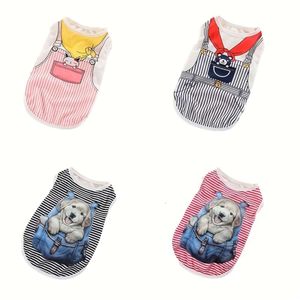 Thin Spring Summer Puppy for Small Medium Dogs Striped Dog Clothes Pet Vest