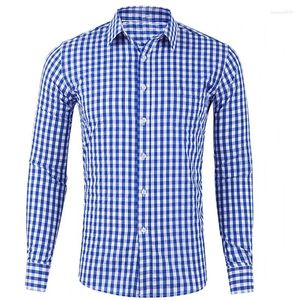 Camisas casuais masculinas camisa botão vermelho azul manga longa xadrez / check lapela rua resort impresso roupas moda havaí 6xl