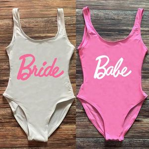 Women's Swimwear S-3XL Bride One Piece Swimsuit Women Babe Beachwear Summer Bathing Sexy Swimsuits Wedding Party Swimming Suit Plus Size