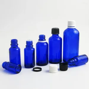 Bottiglie di stoccaggio 12 X 10ml Bottiglia vuota in vetro blu cobalto 30ML Mini olio essenziale con coperchi in plastica