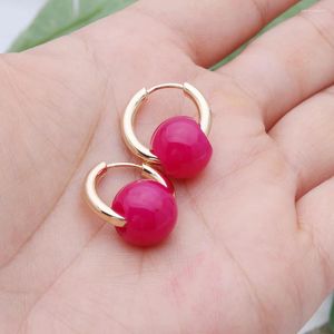 Orecchini pendenti alla moda Pingk Rose Stone Donna Colore estivo Fascino per orecchio in acciaio inossidabile Brinco luminoso Regalo di nozze per feste