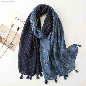 Bandanas Durag Bandanas Durag Luxury Design Print Warm Shawl Women Fashion Cotton And Linen Scarves Popular 180X90cm Lrage Scarf The Four Seasons New Y240327