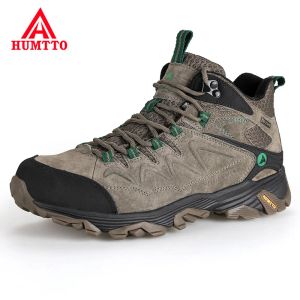 Boots Humtto Waterproof Sneakers for Men Hiking Shoes Leather Trekking Boots Women Camping Hunting Mens Mountain Tactical Ankle Boots