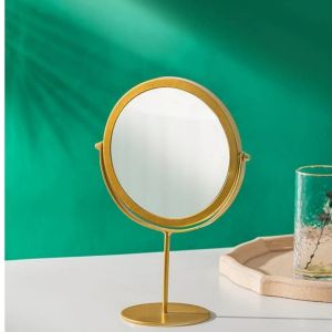 Mirrors Ins Hot Table Mirror Metal Frame Cosmetic Mirror Table Decoration Standing Glass Mirror For Making Up Golden Plated Home Decor