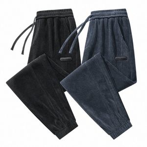 Spring Men's Sweatpants Sportswear Elastyczne talia Casual Cott Fleece Track Spodnie rozciągające spodnie Męskie jesienne joggery plus size o2lm#