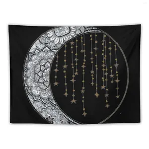 Tapestries Star Strung Moon: Glimmer (black Backround) Tapestry Nordic Home Decor Room Ornaments For Bedroom Bedrooms