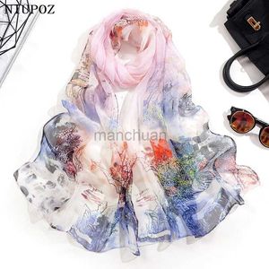 Sarongs Malowanie krajobrazu Printing Summer Beach Słońca Szyfon George Scalves Założycielka szal bandana elegancka 240325