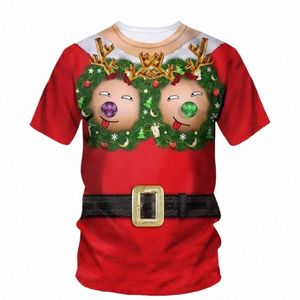Ny Hip Hop Carnival Christmas Theme Mönster Atmosfär Party Neutral European and American Round Neck Clothing 3D HD Printing H5RC#