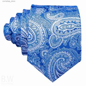 ネクタイネックネクタイバリー。WangJacquardSilk Men Tie Hantchief Cufflinks Set Blue Red Green Gold Paisley Necktie for Male WeddingビジネスパーティーY240325