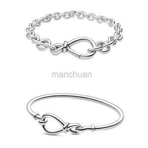 Chain Primitive Short and Fat Infinite Chain Bracelet Suitable for Women 925 Pure Silver Beads Charm Fashion Jewelry 240325