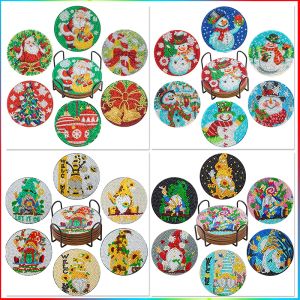 Stitch SDOYUNO DIY Diamond Painting Coaster Nonslip Drink Cup Cushion With Holder Coaster Table Placemat Insulation Pad Christmas Gift