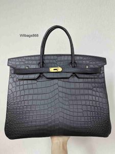 Women Handbag BK L Matte Crocodile Belly Skin Bk Large Bag 40cm Handbag Real Belt Lock Leather Bag Universal