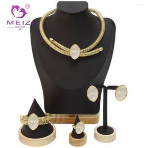 Necklace Earrings Set Brazilian 18k Gold Plated For Women 2024 Elegant Luxury Ladies Party Wedding Jewelry