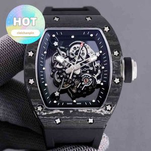 Männliche RM-Armbanduhr, Kalender, Armbanduhr, Datum, Luxus-Herren-Mechanik-Uhren, Armbanduhr, Business, Freizeit, Rm055, automatisches mechanisches schwarzes Kohlefaserband