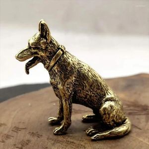 Decorative Figurines 1PC Brass Metal Lucky Fortune Dog Statue Small Ornament Little Puppy Wolf Chinese Desktop Tea Pet Home Decoration