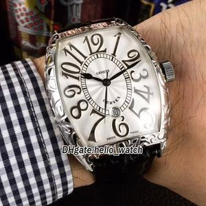 Tanie nowe Cintree Curvex White Dial Automatyczne męże zegarek srebrne pęknięte obudowa skórzany pasek Wysokiej jakości GENTS WAKTY 224P265O