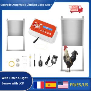 Tillbehör Uppgradering Automatisk kyckling Coop Dörr med timerljussensor med LCD -kycklingdörr Kycklingleksaker för kycklingar Farmutrustning