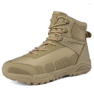 Sapatos de fitness botas militares marrons para homens exército américa caminhadas trekking combate bota tornozelo tático segurança trabalho tamanho grande