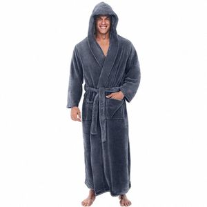 plush Hooded Bathrobe Luxurious Men's Hooded Bathrobe with Adjustable Belt Super Soft Fluffy Texture Highly for Ultimate 09I9#
