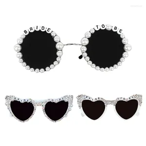 Sunglasses Bachelor Party Woman Rhinestones Bride To Be Letter White Frame Glasses Female Trend For Adult H9ED