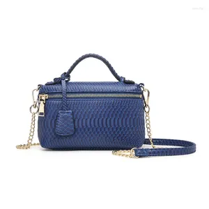 Shoulder Bags PUOU 2024 Snake Pattern Retro Handbag PU Leather Vintage Women Crossbody Bag Trendy Messenger Purse