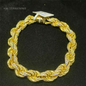 Vvs Diamond Sterling Sier 5Mm 7Mm 9Mm 11Mm Iced Out Hip Hop Jewelry Moissanite Rope Chain Cuban Bracelet
