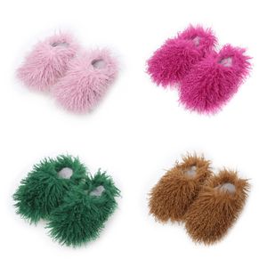 Mao mao Slippers External Wear GAI Flat Soft Bottom Home Women's Wholesale Flat Candy Color External Fur Women Slippers Fashion Autumn Faux Fur bigsize eur36-49 2024