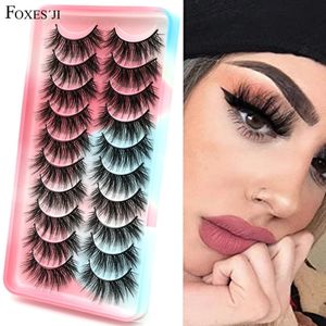 Foxesji 1020pairs الرموش الرموش السائبة بالجملة الطبيعية الناعمة الناعمة 3D فو فو مينك مانجا وهمية 240311