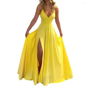 Casual Dresses Women Solid Color Dress Elegant Off Shoulder Ball Gown Evening With Low-Cut V Neck Backless Design Women's Formal Prom